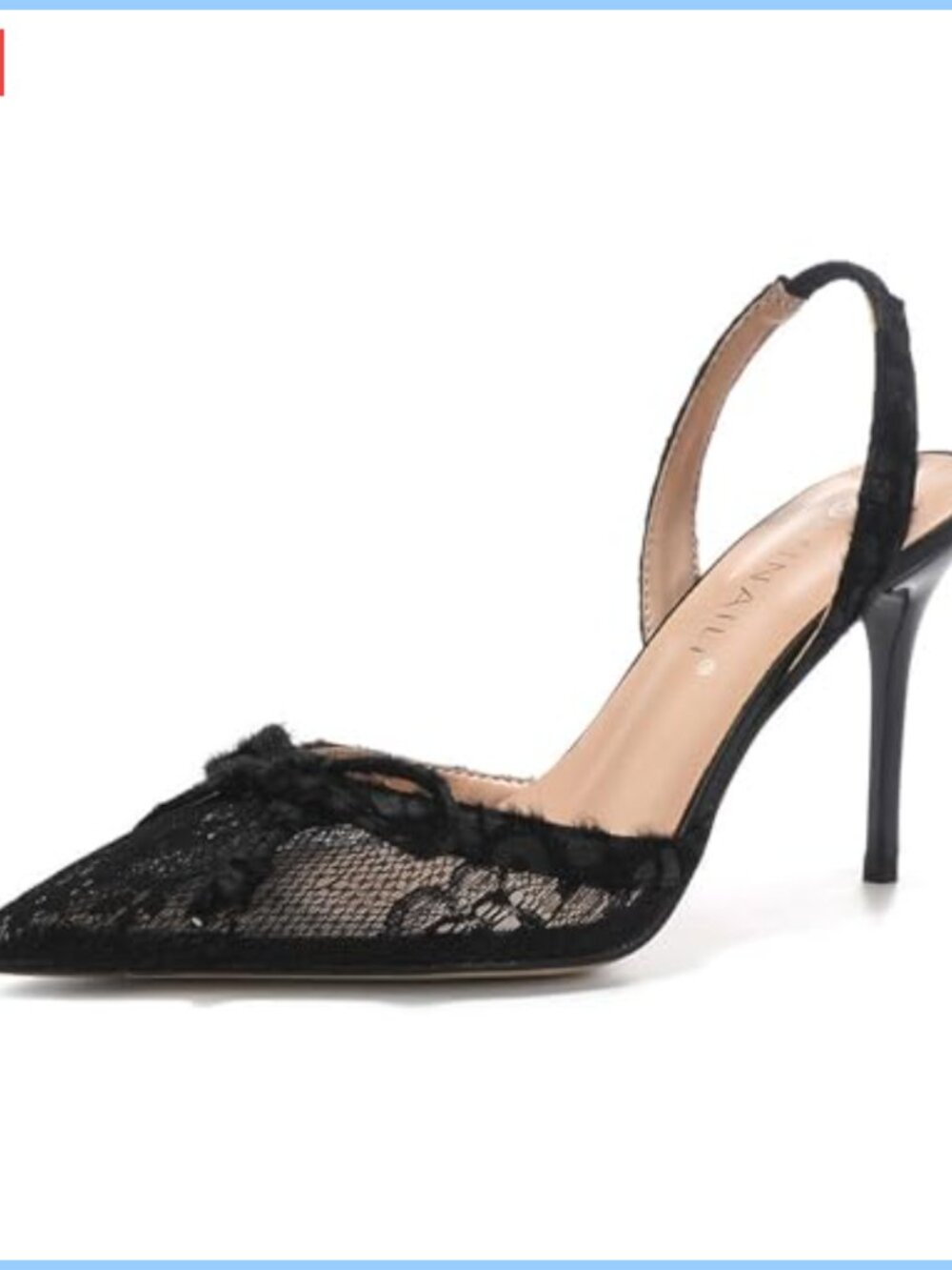Women's Lace Bow Slingback Stiletto Sandals Pointed Toe High Heels Party